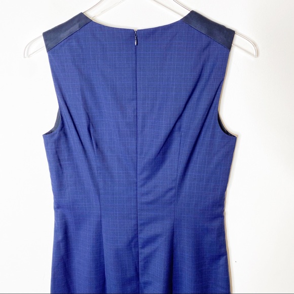 Hugo Boss Plaid Dristie Virgin Wool Blue Dress 4 - Picture 7 of 8
